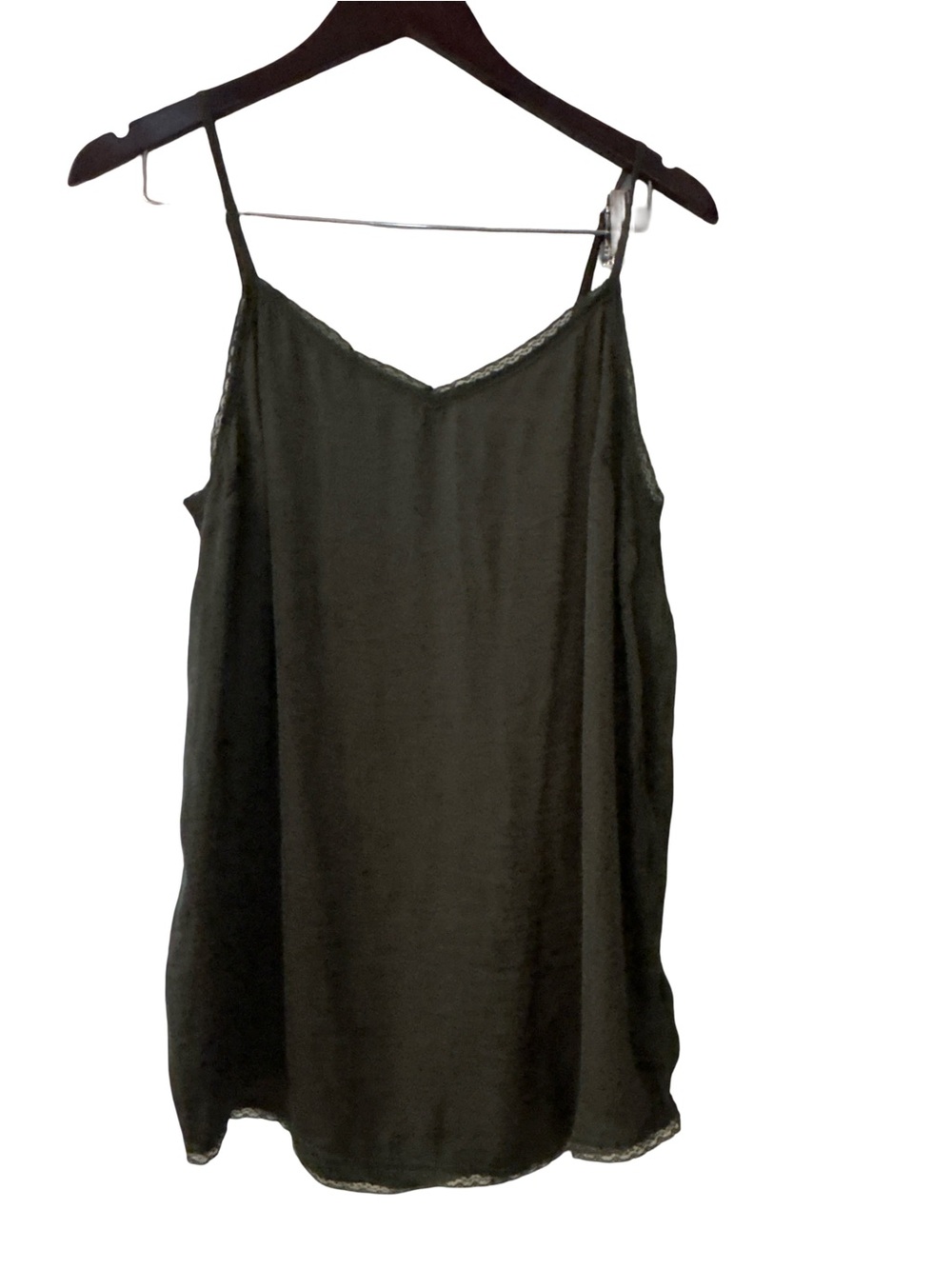 Who What Wear Olive Green Delicate Romantic Lace Trim Cami Tank Top Size Large